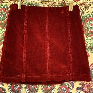 burgundy corduroy mini skirt